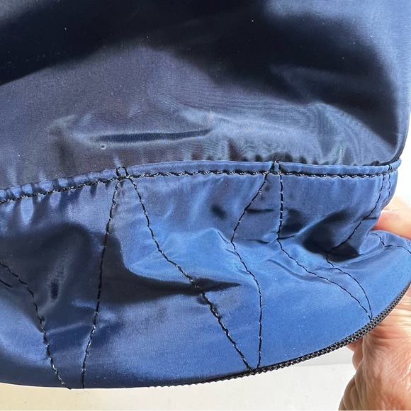 Zara Blue & Black Nylon Crossbody Drawstring Bucket Bag NEW - Picture 3 of 14